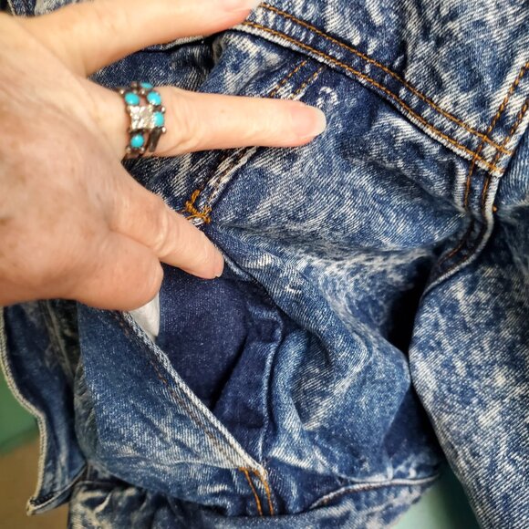 🔥Jordache Iconic 80s Acid Wash Denim Jacket | Wide Collar Cropped Oversized L🔥 - Picture 12 of 14